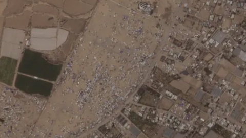 Hình ảnh vệ tinh dòng người Palestine tháo chạy khỏi Rafah- Ảnh 3. Hình ảnh vệ tinh chụp các khu lều trại ở Rafah ngày 8-5 - Ảnh: PLANET LABS