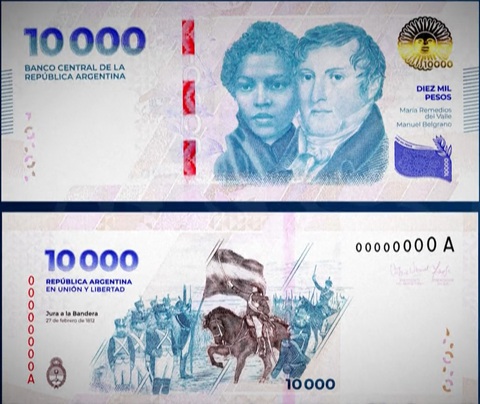 Argentina đưa vào lưu hành tờ tiền 10.000 peso mới- Ảnh 1. Argentina đưa vào lưu hành tờ tiền 10.000 peso mới- Ảnh 1.