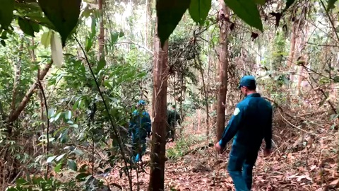 Nhờ quân đội Lào hỗ trợ ngăn chặn nghi phạm giết người bỏ trốn qua biên giới- Ảnh 1. Công an và biên phòng Quảng Bình liên tục truy lùng nghi phạm giết người nhiều ngày qua trong vùng rừng giáp biên giới Việt - Lào - Ảnh: X.P.