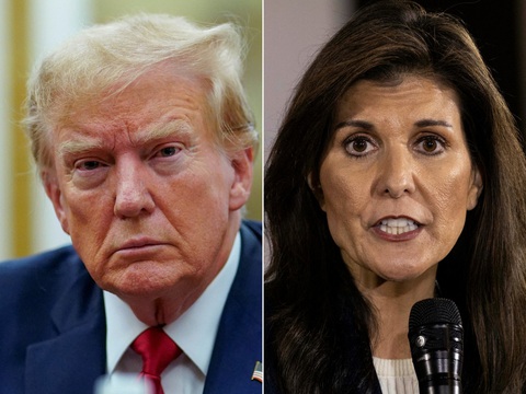 Cựu Tổng thống Mỹ Donald Trump đối đầu với bà Nikki Haley trong cuộc đua giành đề cử của đảng Cộng hòa những tháng qua - Ảnh: AFP Cựu tổng thống Mỹ Donald Trump đối đầu với bà Nikki Haley trong cuộc đua giành đề cử của Đảng Cộng hòa những tháng qua - Ảnh: AFP