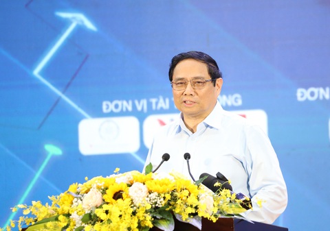 Thủ tướng nêu Thủ tướng Phạm Minh Chính phát biểu tại Ngày hội khởi nghiệp quốc gia của học sinh, sinh viên tổ chức tại Trường đại học Cần Thơ sáng 12-5 - Ảnh: CHÍ QUỐC