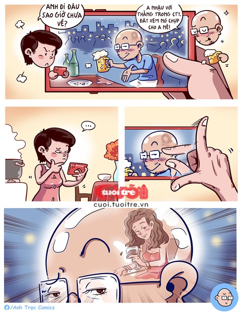 Giác quan thứ 7 của chị vợ- Ảnh 1. Giác quan thứ 7 của chị vợ - Tranh: Anh Trọc Comics