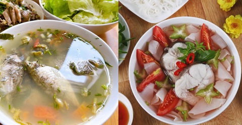 Canh chua cá Việt Nam vào top 10 thế giới món ăn từ cá- Ảnh 3. Canh chua cá nấu với sấu (trái) và nấu với măng chua - Ảnh: Hữu Xuân
