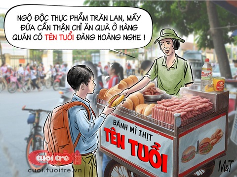 Bánh mì thịt 'có tên tuổi': An toàn, khỏi lo ngộ độc!- Ảnh 1. Bánh mì thịt an toàn, khỏi lo ngộ độc - Tranh: Đỗ Minh Tuấn