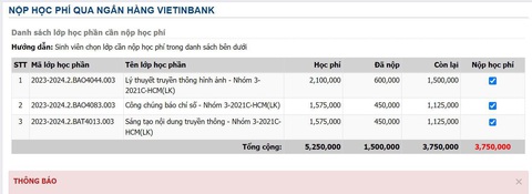 Chỉ còn vài ngày là tốt nghiệp, sinh viên bức xúc vì phải đóng thêm học phí- Ảnh 2. Dù đã được đánh dấu hoàn thành học phí, nhưng sinh viên bàng hoàng vì còn nợ 3.750.000 đồng - Ảnh: NVCC