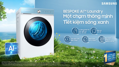 Tiết kiệm song hành sống xanh- Ảnh 3. Công nghệ trên dòng máy giặt Samsung Bespoke AI giúp người dùng tiết kiệm tối ưu