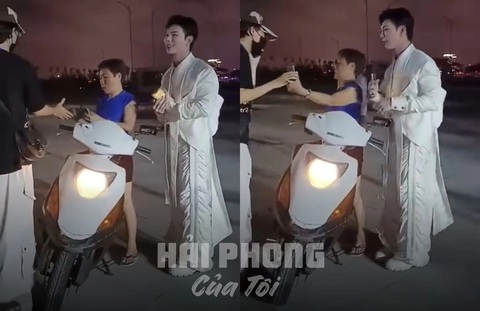 Dân mạng mê luôn cô hàng nước Hải Phòng vượt tắc đường chở Erik đến lễ hội- Ảnh 1. Cô bán nước vượt biển tắc đường, đưa Erik đến buổi biểu diễn thành công - Ảnh chụp màn hình