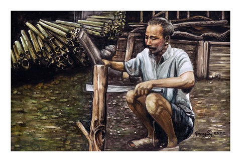 Ông Đào Trọng Lý cũng vẽ nhiều tranh Bác Hồ lao động Ông Đào Trọng Lý cũng vẽ nhiều tranh Bác Hồ lao động
