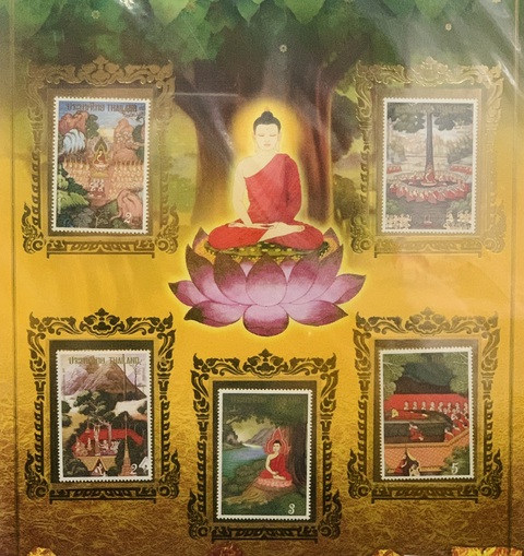 Tờ tem đặc biệt về cuộc đời Đức Phật do Thái Lan phát hành - Ảnh: HOÀI PHƯƠNG Tờ tem đặc biệt về cuộc đời Đức Phật do Thái Lan phát hành - Ảnh: HOÀI PHƯƠNG