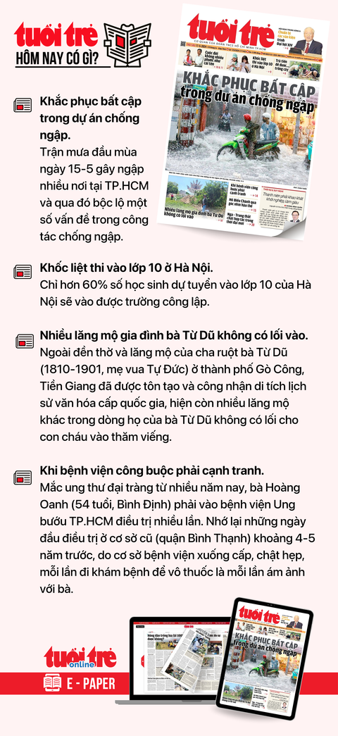 Tin tức sáng 17-5: Hơn 300 dự án giải ngân 0 đồng; Phạt 1 doanh nghiệp liên quan 'Shark' Thủy- Ảnh 6. Tin tức chính trên Tuổi Trẻ nhật báo hôm nay 17-5. Để đọc Tuổi Trẻ báo in phiên bản E-paper, mời bạn đăng ký Tuổi Trẻ Sao TẠI ĐÂY