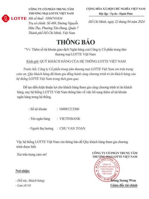 Làm giả thông báo của siêu thị, lừa đảo trúng Thông báo mạo danh siêu thị mà nhóm lừa đảo đưa cho khách hàng khi dựng kịch bản trúng
