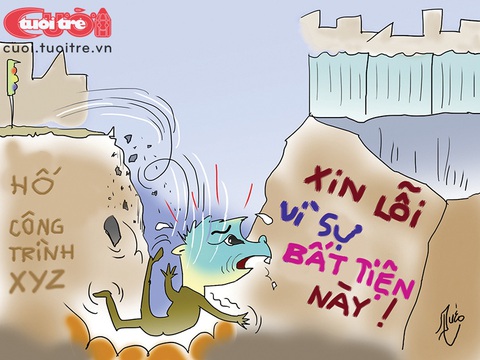 Chúng tôi xin lỗi về sự bất tiện 'đáng sợ' này!- Ảnh 3. Chúng tôi xin lỗi về sự bất tiện 'đáng sợ' này! - Tranh: QUÉO