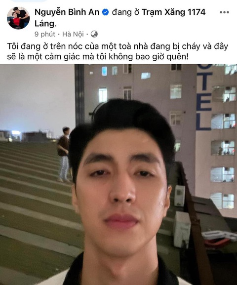 Tin tức giải trí 18-5: Live concert ở Singapore của Hà Anh Tuấn tiết lộ dàn khách mời đặc biệt- Ảnh 3. Bình An đăng tải ảnh đang đứng trên mái nhà - Ảnh: FBNV