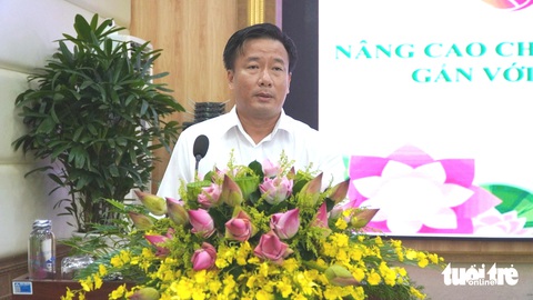 Cơ hội của sản phẩm sen trong công nghiệp thuần chay- Ảnh 1. Ông Nguyễn Phước Thiện - phó chủ tịch UBND tỉnh Đồng Tháp - phát biểu tại hội thảo - Ảnh: ĐẶNG TUYẾT