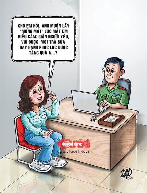 Cô gái bối rối với định danh bằng mống mắt- Ảnh 1. Cô gái bối rối với định danh bằng mống mắt - Tranh: DAD