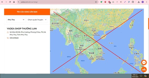 Yadea Việt Nam đăng bản đồ không có Hoàng Sa - Trường Sa của Việt Nam?- Ảnh 3. Hình ảnh bản đồ xuất hiện sau khi đổi IP nước ngoài - Ảnh chụp màn hình