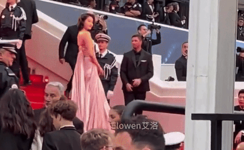 Tin tức giải trí 19-5: Fan Trung dậy sóng vì Quan Hiểu Đồng bị 'ủn' khỏi thảm đỏ Cannes- Ảnh 2. Quan Hiểu Đồng bị nhắc nhở trên thảm đỏ Cannes