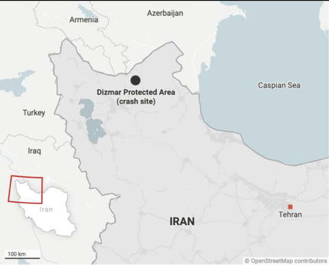 Khu vực chiếc trực thăng được cho là chở Tổng thống Iran Ebrahim Raisi ngày 19-5 - Ảnh: Al Jazeera Khu vực chiếc trực thăng được cho chở Tổng thống Iran Ebrahim Raisi ngày 19-5 - Ảnh: Al Jazeera
