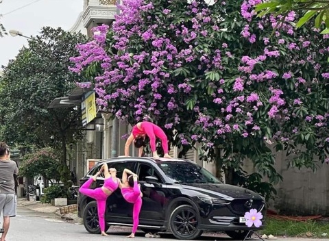Ảnh vui 19-5: Chị em quyết 'không thua' trên đường đua yoga- Ảnh 1. Đúng là