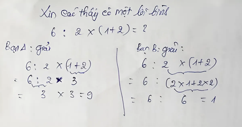 Phép toán gây tranh cãi: 6 : 2(1+2) = 1 hay 9?- Ảnh 1. Phép toán gây tranh cãi: 6 : 2(1+2) = 1 hay 9?- Ảnh 1.