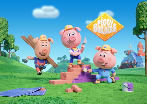 Những bộ phim hoạt hình cổ tích sắp ra mắt- Ảnh 1. Bộ phim Piggy Builders, được hãng phim hoạt hình Xilam Animation sản xuất gồm 52 tập, dự kiến ra mắt năm 2025. Câu chuyện kể về ba chú heo có thể xây bất kỳ ngôi nhà mơ ước nào.