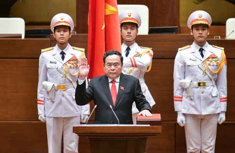 Ông Trần Thanh Mẫn được bầu làm Chủ tịch Quốc hội- Ảnh 1. Tân Chủ tịch Quốc hội Trần Thanh Mẫn tuyên thệ - Ảnh: GIA HÂN