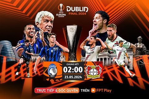 Atalanta có cản nổi Leverkusen?- Ảnh 1. Trận chung kết Europa League 2023/2024 giữa Atalanta và Leverkusen diễn ra lúc 2h sáng 23-5 (giờ Việt Nam), được truyền hình trực tiếp và độc quyền trên FPT Play - Ảnh: FPT Play