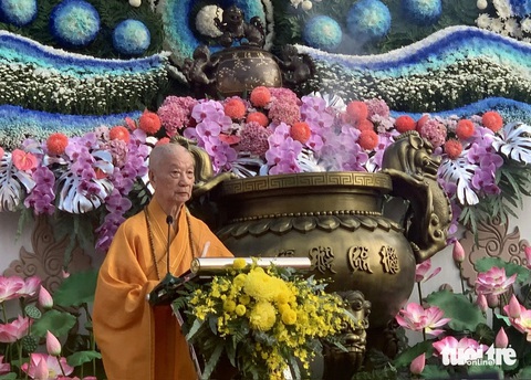 Hòa thượng Thích Trí Quảng - pháp chủ Giáo hội Phật giáo Việt Nam - chia sẻ thông điệp - Ảnh: HOÀI PHƯƠNG Hòa thượng Thích Trí Quảng - pháp chủ Giáo hội Phật giáo Việt Nam - chia sẻ thông điệp Phật đản - Ảnh: HOÀI PHƯƠNG