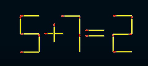 Thử tài IQ: Di chuyển một que diêm để 5+7=2 thành phép tính đúng- Ảnh 1.