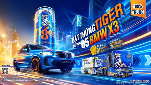 Tiger Beer tiếp đà bứt phá cho người tiêu dùng với ‘Bật thùng Tiger, trúng 5 BMW X3’- Ảnh 1. Chương trình diễn ra tại TP.HCM, Bà Rịa - Vũng Tàu, Đồng Nai, Bình Dương, Bình Phước, Tây Ninh từ ngày 13-5 đến 23-6 và hạn chót để thông báo trúng thưởng vào ngày 7-8
