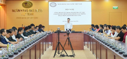 4 công ty vàng và 2 ngân hàng sẽ bị thanh tra về kinh doanh vàng- Ảnh 1. Hội nghị công bố thanh tra việc chấp hành chính sách, pháp luật trong hoạt động kinh doanh vàng - Ảnh: NHNN