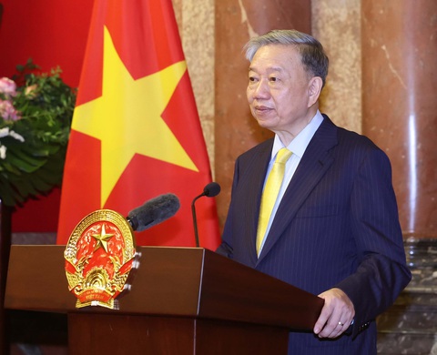 Đại tướng Tô Lâm, Ủy viên Bộ Chính trị, Chủ tịch nước phát biểu - Ảnh: TTXVN Đại tướng Tô Lâm, Ủy viên Bộ Chính trị, Chủ tịch nước, phát biểu tại Phủ Chủ tịch ngày 23-5 - Ảnh: TTXVN
