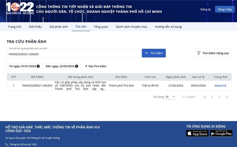 Vượt tầng sai phép hơn 1.000m² ở phường An Phú: Trách nhiệm của ai?- Ảnh 2. Ban quản lý khu biệt thự Riviera gửi phản ánh vi phạm xây dựng của công trình 41-49 An Phú đến cổng thông tin 1022 - Ảnh: BQL