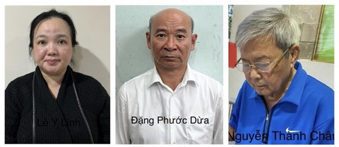 Khởi tố cựu tổng giám đốc Tập đoàn Công nghiệp cao su Việt Nam- Ảnh 2. Các bị can Lê Y Linh, Đặng Phước Dừa, Nguyễn Thành Châu - Ảnh: Bộ Công an