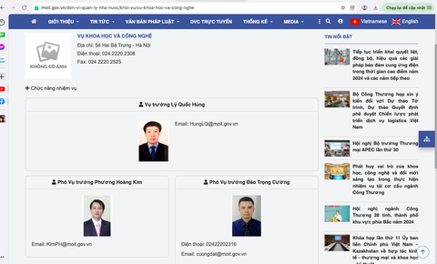 Điện tái tạo đã bùng nổ thế nào dưới thời nguyên cục trưởng Phương Hoàng Kim?- Ảnh 1. Website của Bộ Công Thương giới thiệu ông Phương Hoàng Kim là phó vụ trưởng Vụ Khoa học và Công nghệ - Ảnh chụp màn hình sáng 24-5