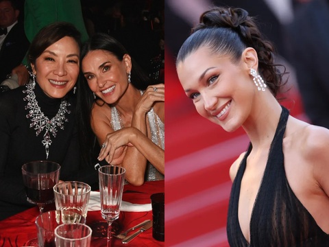 Dương Tử Quỳnh, Demi Moore và Bella Hadid (phải) trong ngày thứ 10 của liên hoan phim Cannes - Ảnh: Getty Dương Tử Quỳnh, Demi Moore và Bella Hadid (phải) trong ngày thứ 10 của Liên hoan phim Cannes - Ảnh: Getty