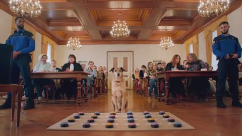 Một cảnh trong phim Dog on Trial, chú chó Kodi đang bị xét xử trước tòa - Ảnh: Cannes Một cảnh trong phim Dog on Trial, chú chó Kodi đang bị xét xử trước tòa - Ảnh: Cannes