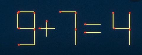 Thử tài IQ: Di chuyển một que diêm để 9+7=4 thành phép tính đúng- Ảnh 1.