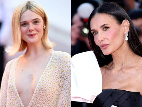 Thảm đỏ bế mạc Cannes 2024: Demi Moore và Elle Fanning xinh đẹp hớp hồn- Ảnh 1. Elle Fanning (trái) và Demi Moore nổi bật trên thảm đỏ bế mạc Cannes 2024