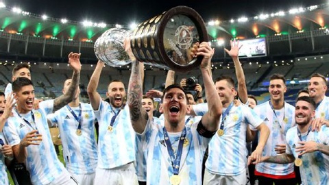 Tin tức thể thao sáng 26-5: Leverkusen đăng quang Cúp quốc gia Đức- Ảnh 3. Messi và tuyển Argentina chỉ nhận được 6,5 triệu USD tiền thưởng cho chức vô địch Copa America năm 2021 - Ảnh: Getty