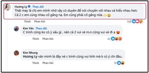 Phương Trinh Jolie xin lỗi Hương Ly sau lời nhận xét 'kém duyên'- Ảnh 2. Hương Ly để lại bình luận bên dưới bài đăng tâm thư xin lỗi của Phương Trinh Jolie.