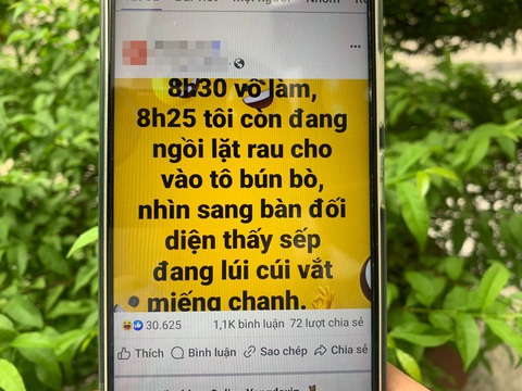 Điểm danh đúng 7h30 rồi tha thẩn cà phê, ăn sáng, từ từ làm việc?- Ảnh 1. Nhiều nhân viên văn phòng bật cười, nhưng cũng thấy “nhột” khi lướt trúng ảnh chế này - Ảnh: MÂY TRẮNG