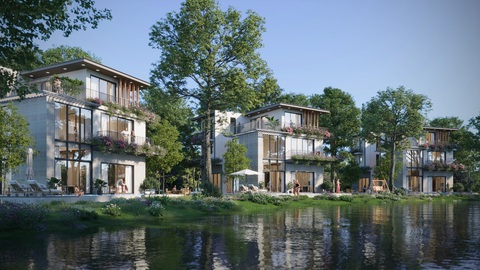 Không gian sống giữa 7 tầng thiên nhiên tại Ecovillage Saigon River- Ảnh 4. Blue Forest với những căn nhà mặt sau là dòng nước nội khu hiền hòa