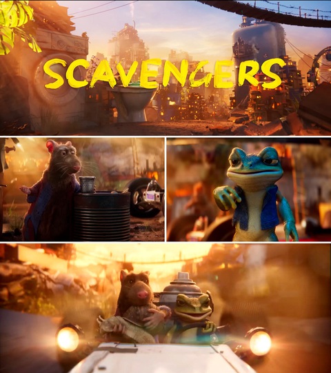 Khám phá một thế giới rác trong phim hoạt hình Scavengers- Ảnh 1. Cặp đôi trái ngược nhau về mọi thứ nhưng lại tung hứng ăn ý trong hoàn cảnh cần thiết.