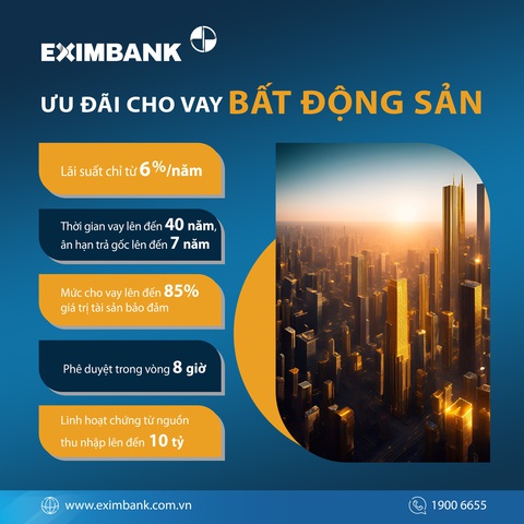 Eximbank mạnh tay hỗ trợ gói vay bất động sản- Ảnh 1. Eximbank mạnh tay hỗ trợ gói vay bất động sản