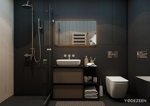 Độc đáo căn hộ studio nhỏ mà... không nhỏ- Ảnh 13. Tấm ốp màu đen mờ mang lại sức hấp dẫn đặc biệt sang trọng - Ảnh: YØ DEZEEN