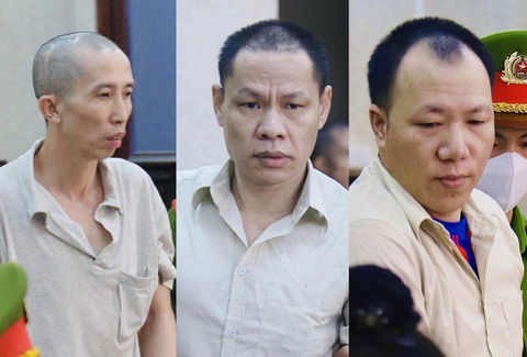 Vụ mẹ nữ sinh giao gà: Khi người tố cáo nói lương tâm bị cắn rứt- Ảnh 2. Các tử tù Công, Toán, Hùng (từ trái qua) tại phiên tòa phúc thẩm - Ảnh: DANH TRỌNG