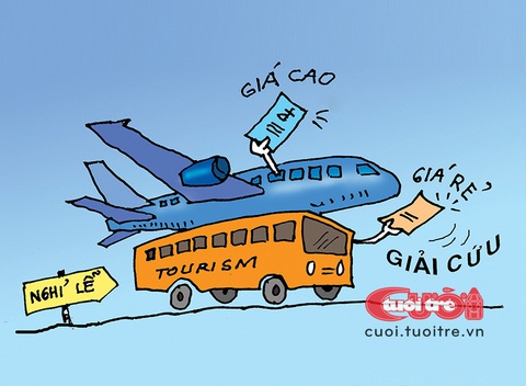 Giá vé máy bay... bị kiểm tra- Ảnh 3. Giải cứu vé máy bay - Tranh: Hà Huy Chương