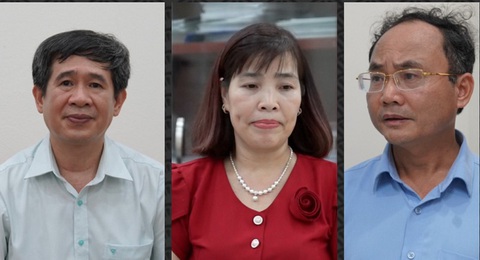 Khởi tố cựu chủ tịch và hai phó chủ tịch Liên minh Hợp tác xã tỉnh Hòa Bình- Ảnh 1. Từ phải qua trái, các bị can Trần Văn Thành, Đinh Thị Ngọc Hoa, Trịnh Ngọc Thủy - Ảnh: Công an tỉnh Hòa Bình