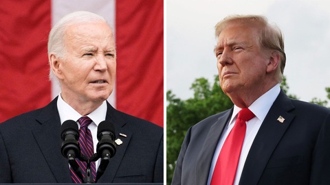 Phản ứng của phía ông Biden và Đảng Dân chủ khi ông Donald Trump bị kết tội hình sự- Ảnh 1. Tổng thống Mỹ Joe Biden (trái) và cựu tổng thống Donald Trump - Ảnh: CNN/REUTERS